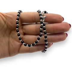 VOL-103-2Conjunto Degrade Perlas Negras de Vidrio (45 cm) Acero Blanco en internet