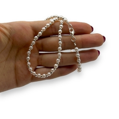 VOL-103-2 Conjunto Perlas de Vidrio Rosas (45 cm) Acero Blanco - comprar online