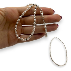 VOL-103-2 Conjunto Perlas de Vidrio Rosas (45 cm) Acero Blanco
