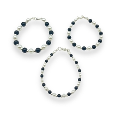 VOL-101 Pulsera Perlas de Vidrio Dálmata - Variedad de Medidas Acero Blanco - comprar online