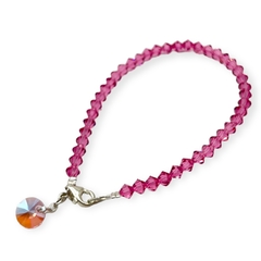 SIN-SWA Pulsera Cristales con Dije Rivoli Colgante - Variedad de Colores Plata Italiana - tienda online