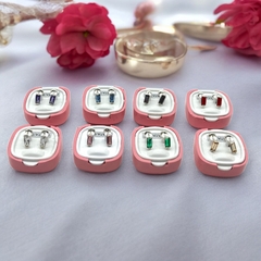 ART-1000 Abridores Cuadrados Cubics - Variedad de Colores (7x4 mm) Plata 925