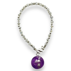 Pulsera Cristal de Roca "Cielo" Violeta - Variedad de Colores Brilla Oscuridad Acero Blanco - Stal Joyas