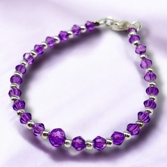 SIN-243 Pulsera "Edición Única" Cristal de Roca Violeta y Donna- Últimas Unidades Acero Blanco