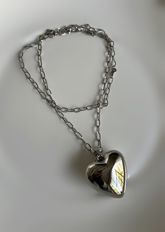 The Big Heart Necklace / Silver Chain