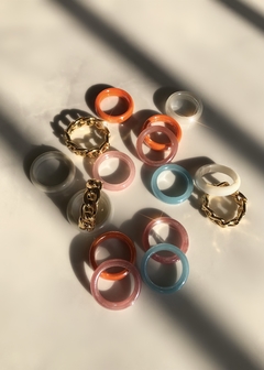 Pretty Please Vidrio Ring (por unidad 5 colores pasteles)