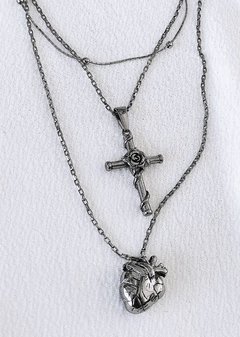 Set Dúo Silver Heart & Cross