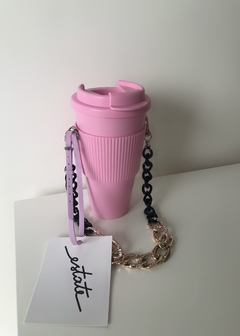 Cup Holder Pink & Goldblack (vaso + porta vaso con cadena)