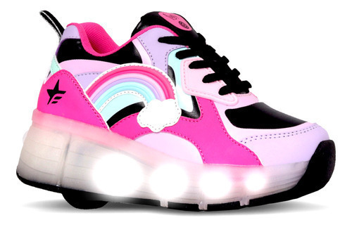 Zapatillas Footy Con Rueda Luz Led Usb Para Nina Voce