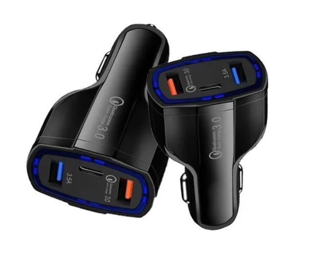 Cargador De Carro Adaptador 3 Socket 3.1A 2 USB Coche Para Phone Tablet  Nuevo