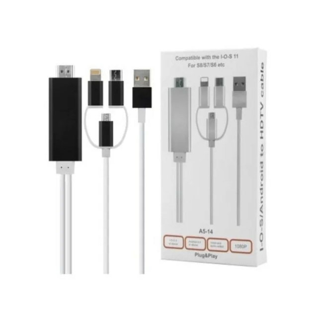 CABLE ADAPTADOR 3 En 1 Hdmi Hdtv Full Hd Para Iphone Ipad Android