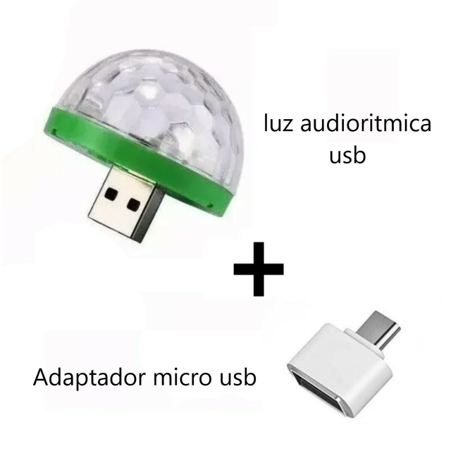 Luz Led Rgb Esfera Audiorritmica Usb Con Adapt Otg Micro Usb
