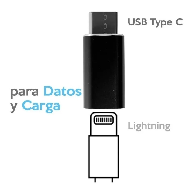 Adaptador OTG Tipo C a lightning Iphone Carga y datos