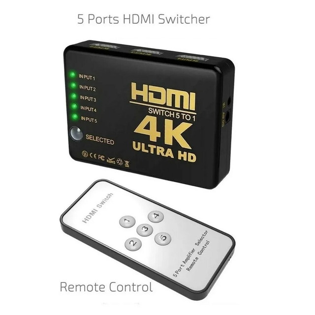 Multiplicador 5 Puertos HDMI 4K TV DVD Switch Ultra HD 5 en 1