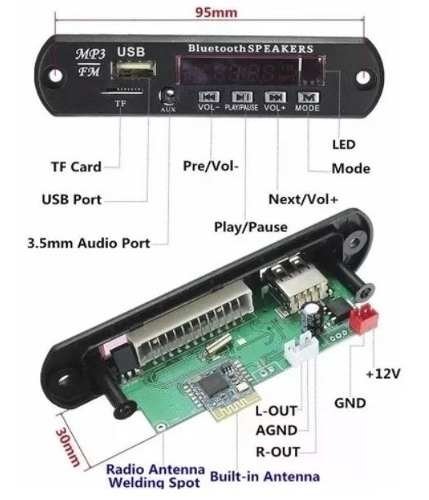 Módulo Reproductor MP3 USB BLUETOOTH RADIO amplificador audio 2