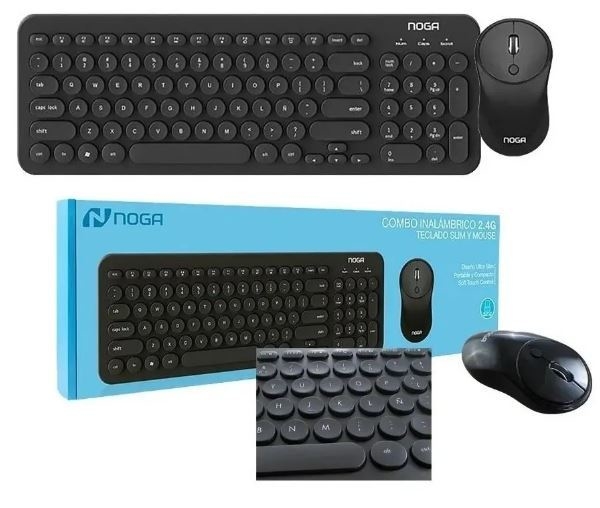 Kit Teclado Y Mouse Inalambrico Combo Noga S5600 Negro Pc Tv