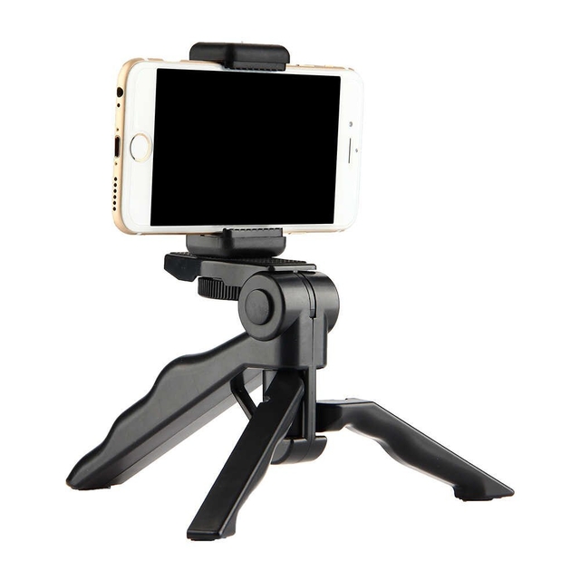 Mini trípode para cámara y teléfono, compatible con cámara de acción GoPro,  iPhone, teléfono celular, cámaras, proyector, con soporte universal para