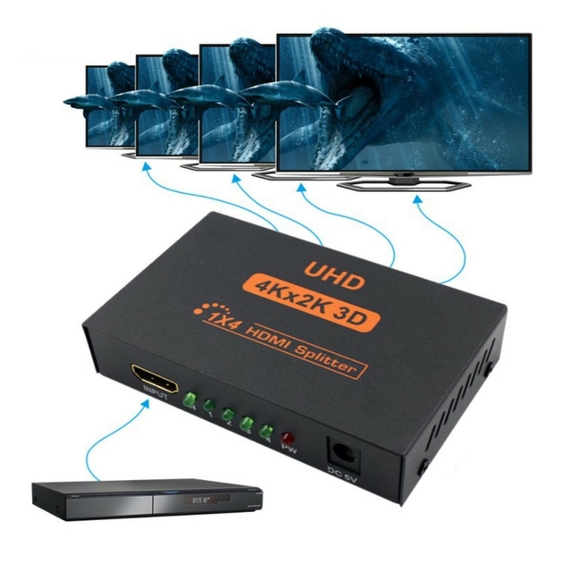 Hdmi Splitter 1x4 Amplificador 4 Puertos Full Hd 1080p 3D 4K-AGOTADO