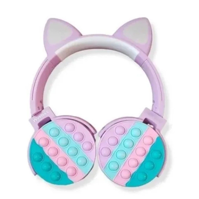 Auriculares Infantiles Con Orejas Gato Niños Popit Bluetooth