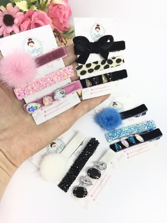 Kit hair clips luxo pedras