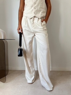 WIDE LEG LINEN DOBLE PINZA