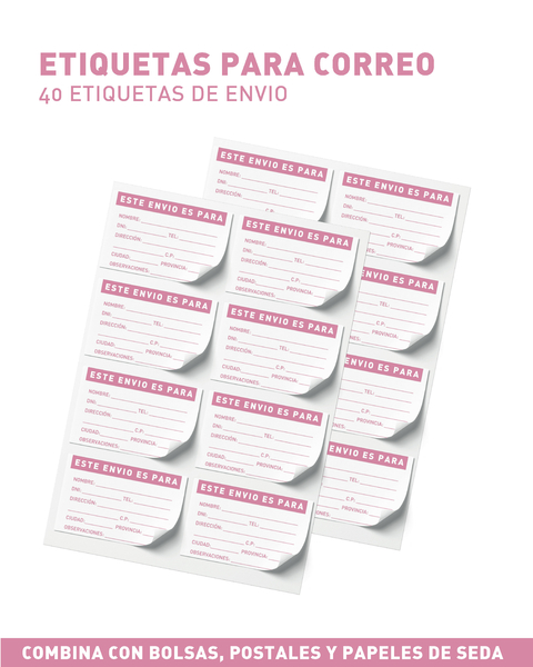 ETIQUETAS DE ENVIO - ROSAS - 40 etiquetas.