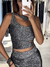 Double Crop Top Glitter Grey