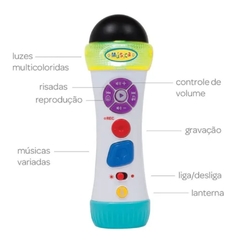 Microfone Infantil Brinquedo Bebê Musica Luz Sons Grava e reproduz