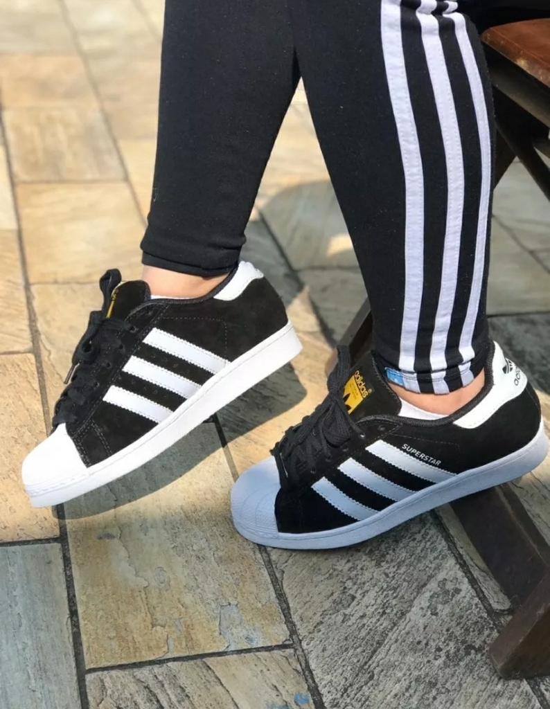 Tênis Adidas Superstar Branco Azul/ Camurça