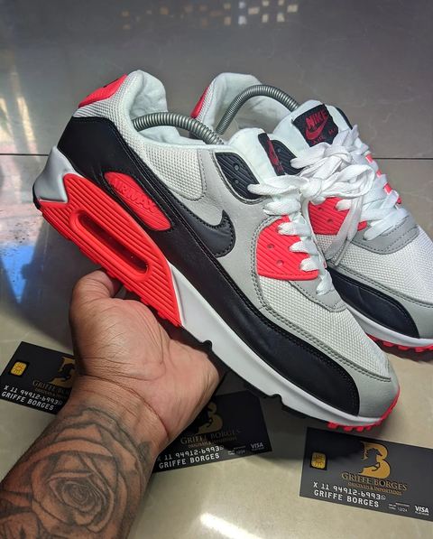 TÊNIS NIKE AIR MAX 90 BRANCO/Laranja/preto