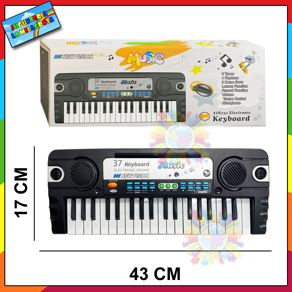 Juguete Piano Infantil Eléctrico De Juguete 37 Teclas 8 Ritm Color Negro