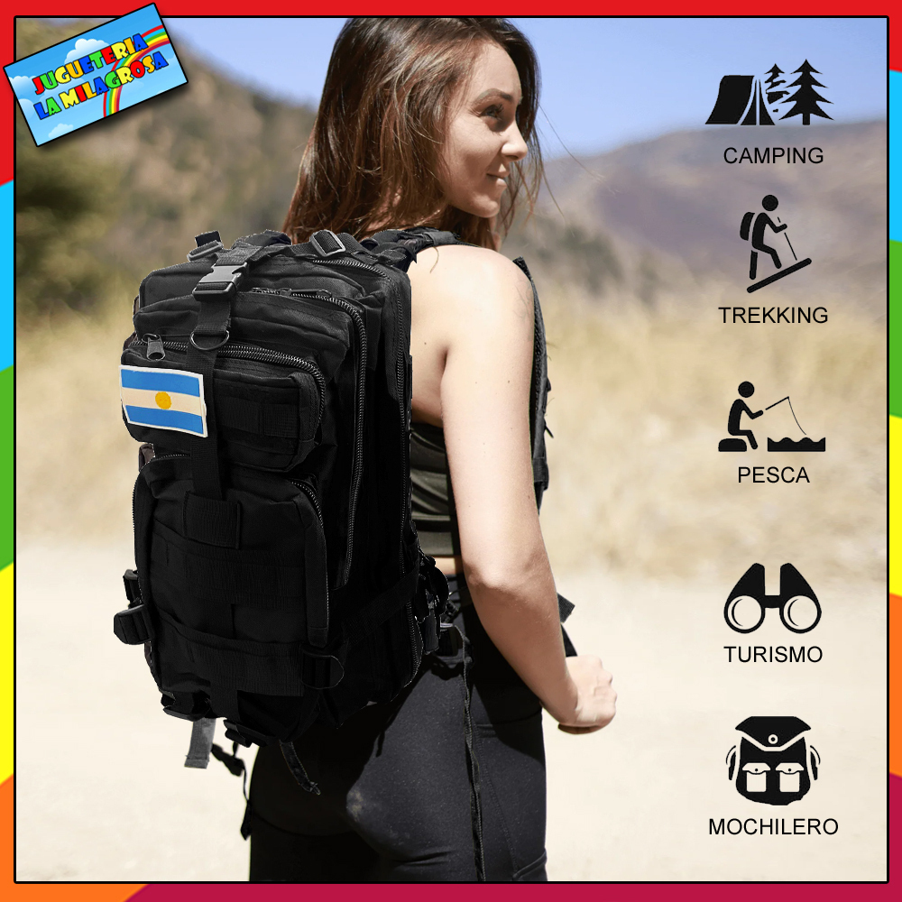 Mochila Tactica Militar 25L Negra Ultra Resistente