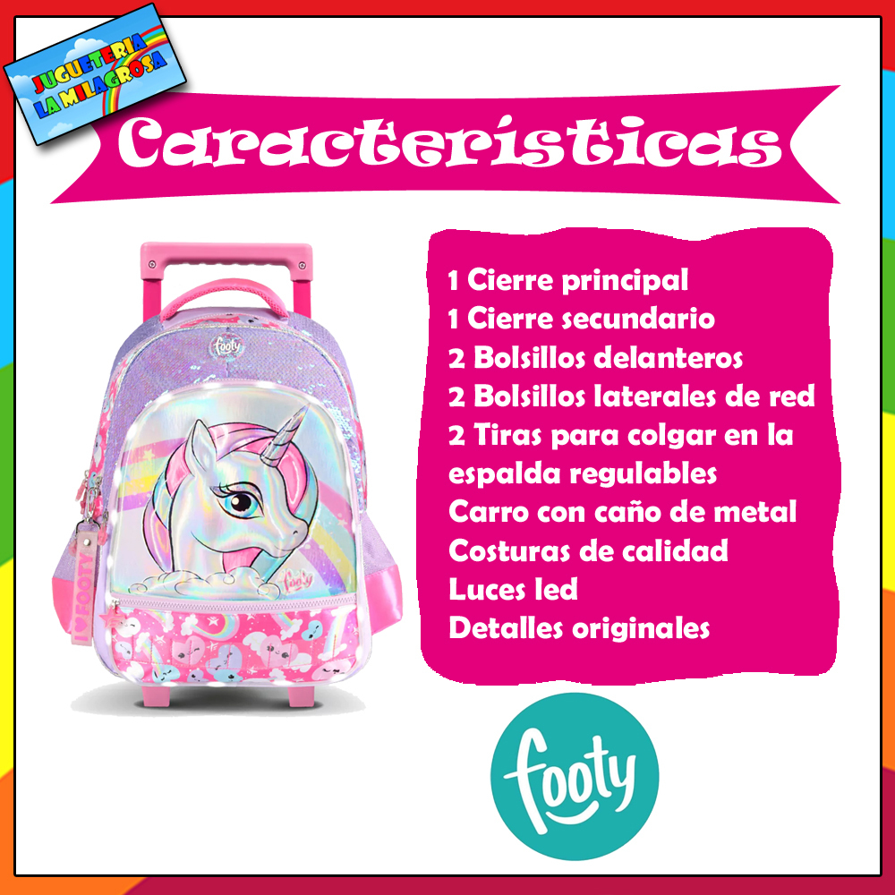 Footy Mochila Unicornio Con Carro Y Luz 18 F2101.01 - Kinderland