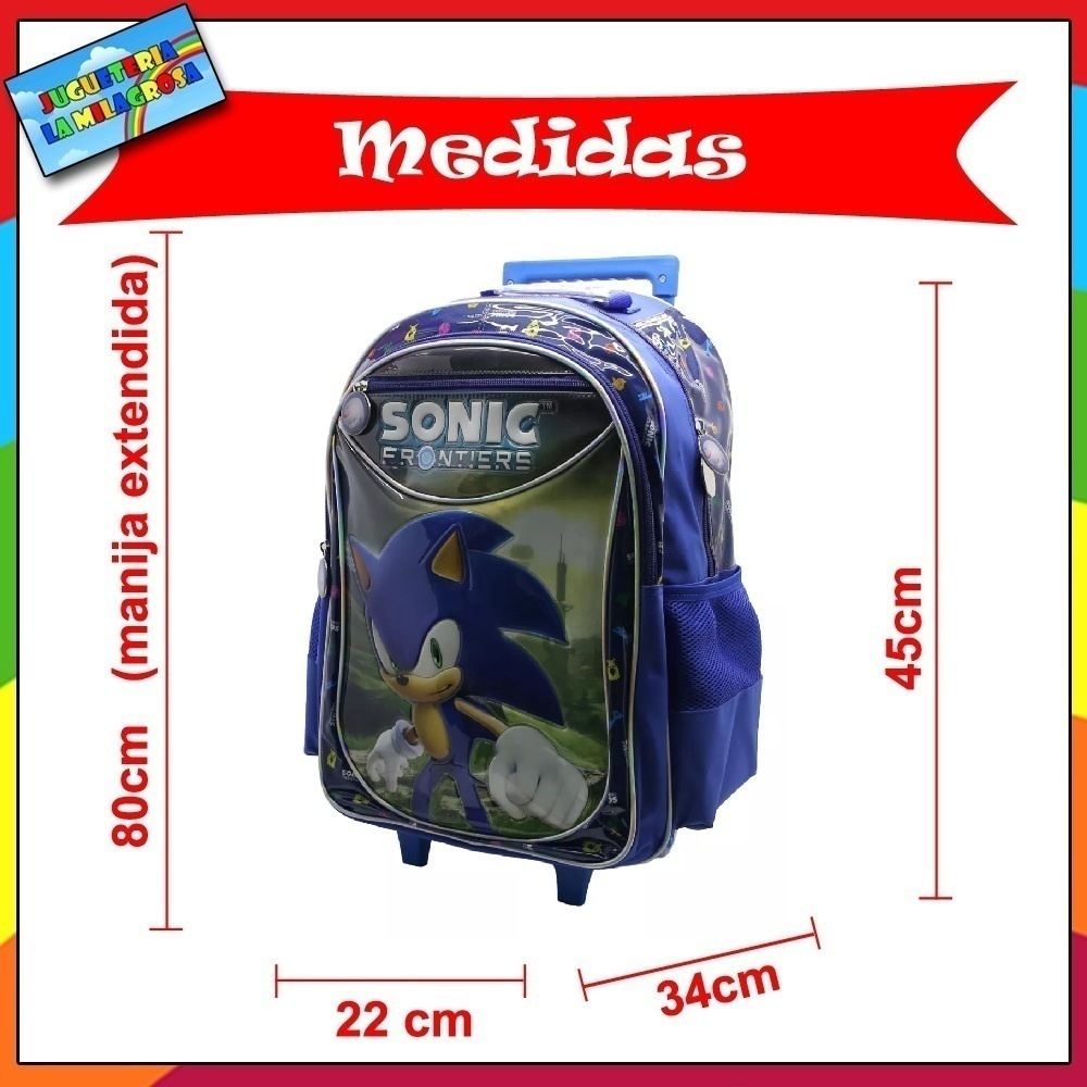 Mochila Escolar Ruedita Frontiers Sonic So327 45cm Carro 18