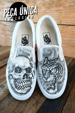 TÊNIS VANS EXCLUSIVO CUSTOMIZADO - SKULL `N TIGER