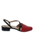 Scarpin Salto Baixo Couro Slingback Vermelho e Preto