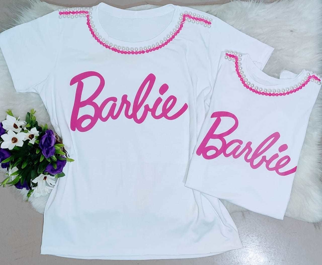 Kit 2 peças - Camisetas Tal Mãe Tal Filha(o) - Barbie Mom e Barbie Girl