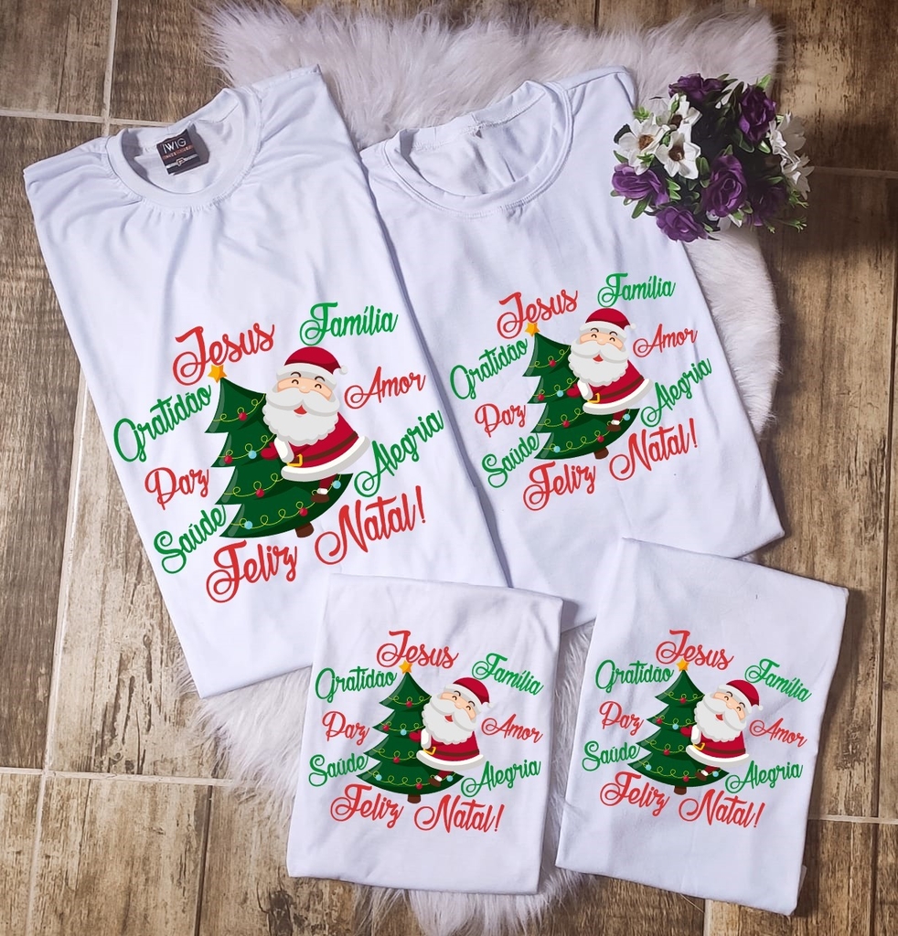 Camisetas Natal Família Personalizadas com o Sobrenome da Família - Monte  seu Kit Conjunto Camisetas Família Natalina, foto natal familia