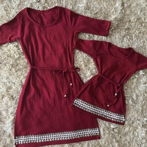 Vestido tal mãe fashion tal filha vermelho