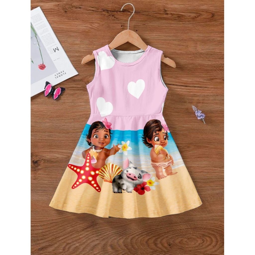 Vestido Moana Baby Rosa Pérola Infantil