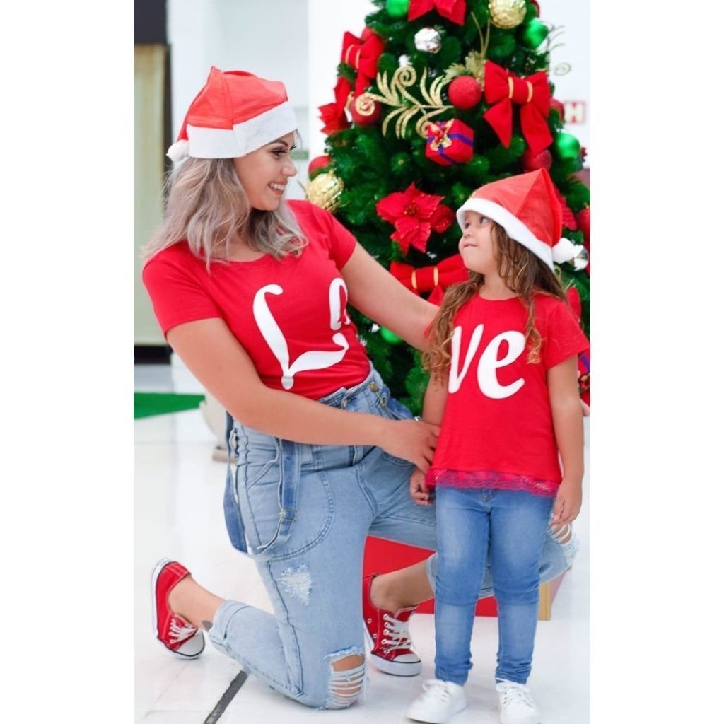 Camiseta Tal Mãe Tal Filha Vermelha - Love Natal. PROMOÇÃO.