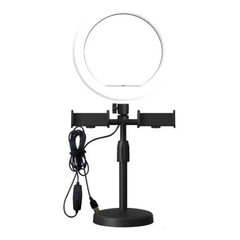 ARO DE LUZ LED SEISA 16CM CON DOBLE SOPORTE CELULAR Y BASE REDONDA