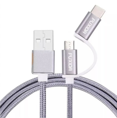 CABLE 2 EN 1 MICRO USB Y USB C 2.1A CARGA RAPIDA PUXIDA E-10