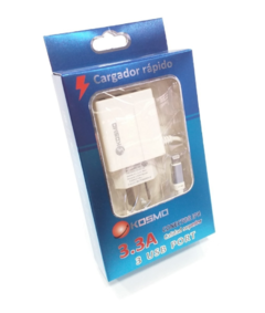 CARGADOR KOSMO MICRO USB CARGA RAPIDA 3.3A