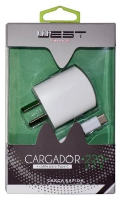 CARGADOR WEST USB Tipo C CARGA RAPIDA 2.4A
