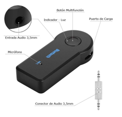 Receptor USB Bluetooth Audio para Estereo Entrada Auxiliar 3,5mm