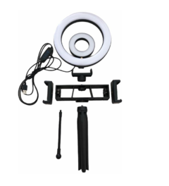 DOBLE ARO DE LUZ LED 30CM + 9CM CON DOBLE SOPORTE CELULAR Y TRIPODE - comprar online