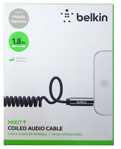 Cable auxiliar BELKIN 3,5mm a 3,5mm 1.8mt 6FT Espiral - Coiled Cable - comprar online