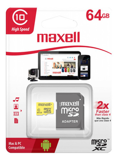 Memoria Micro SD 64 GB MAXELL CLASE 10 - comprar online