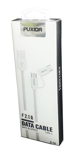 CABLE 2 EN 1 MICRO USB Y USB C 2.1A CARGA RAPIDA PUXIDA E-10 en internet